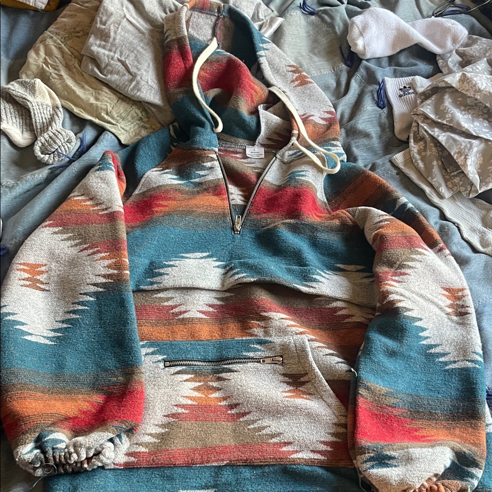 Colorful Southwestern Hooded Pea Coat